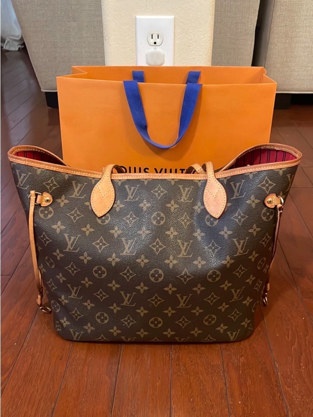 Louis Vuitton Monogram Neverfull Tote - Brown with Pink-Striped Interior